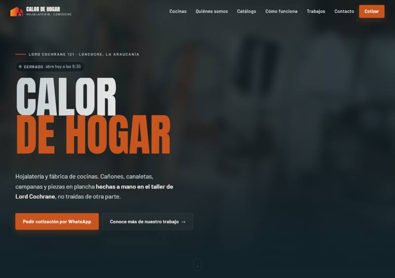 Portada del sitio de Calor de Hogar