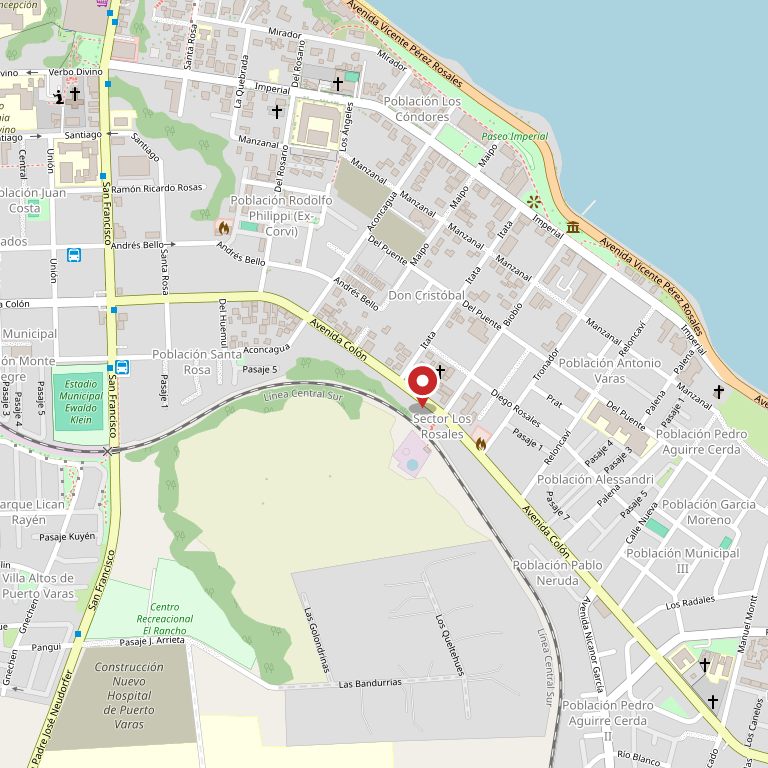 Mapa con la ubicación de Av. Colón 0461, Puerto Varas.