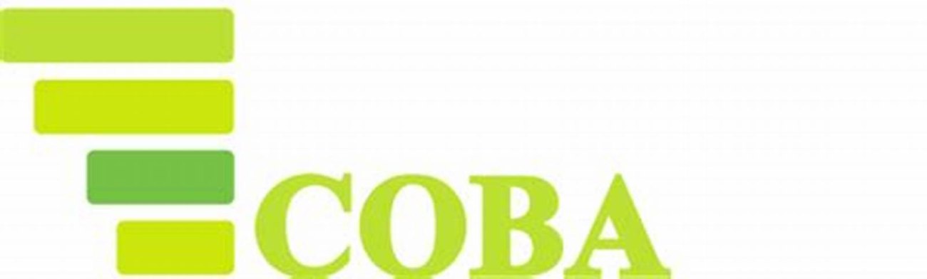 Logotipo COBA en verde, con las barras a la izquierda.
