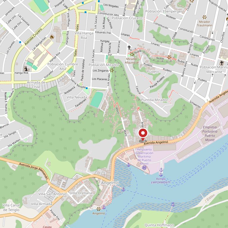 Mapa con la ubicación de Av. Angelmó 2138, Puerto Montt.