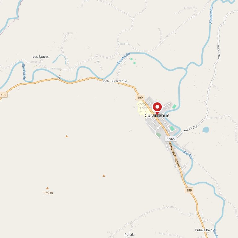 Mapa de Curarrehue.