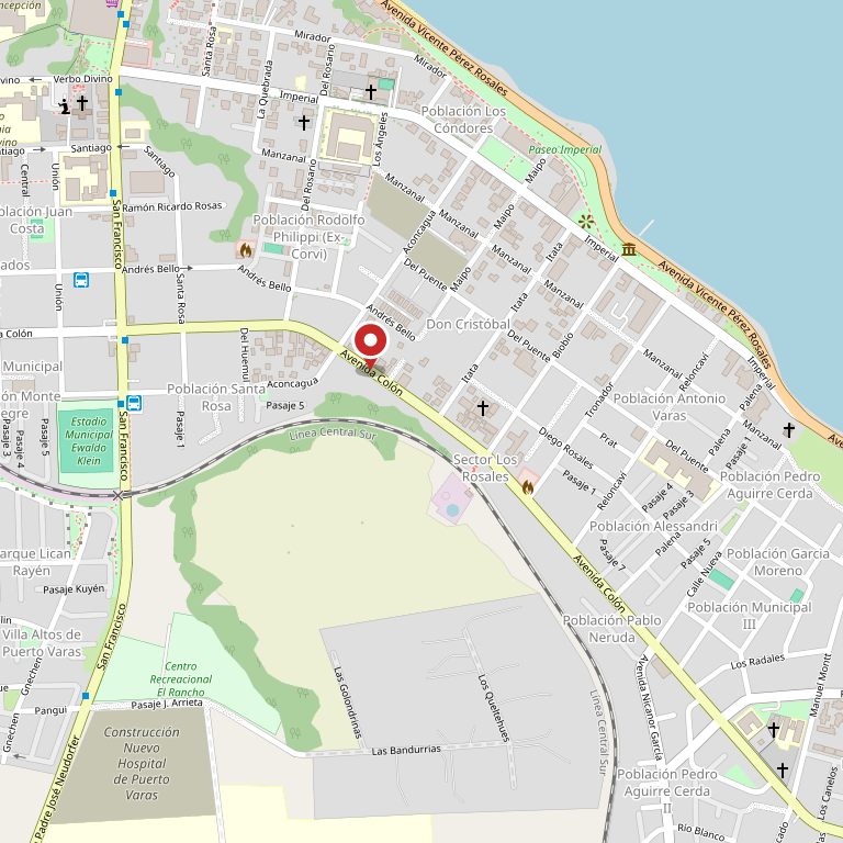 Mapa con la ubicación de Avenida Colón, Puerto Varas.