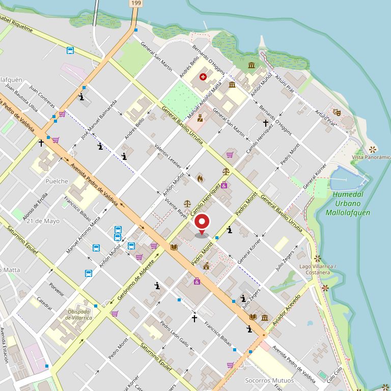 Mapa con la ubicación de Vicente Reyes 753, Villarrica.